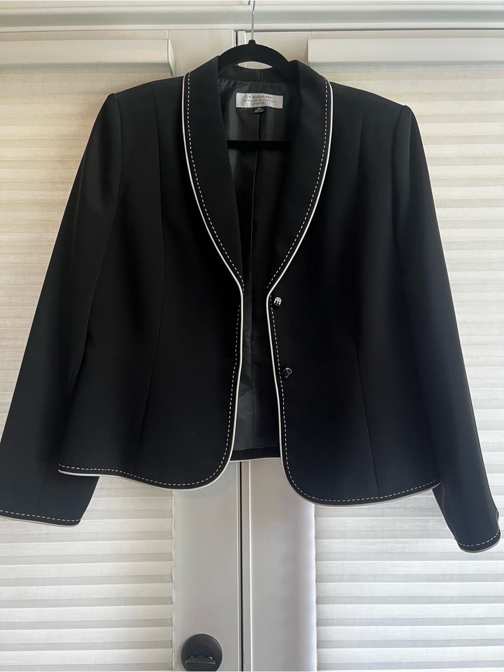 TAHARI ASL, Black Trimmed Women's Blazer Jacket, Size 14p